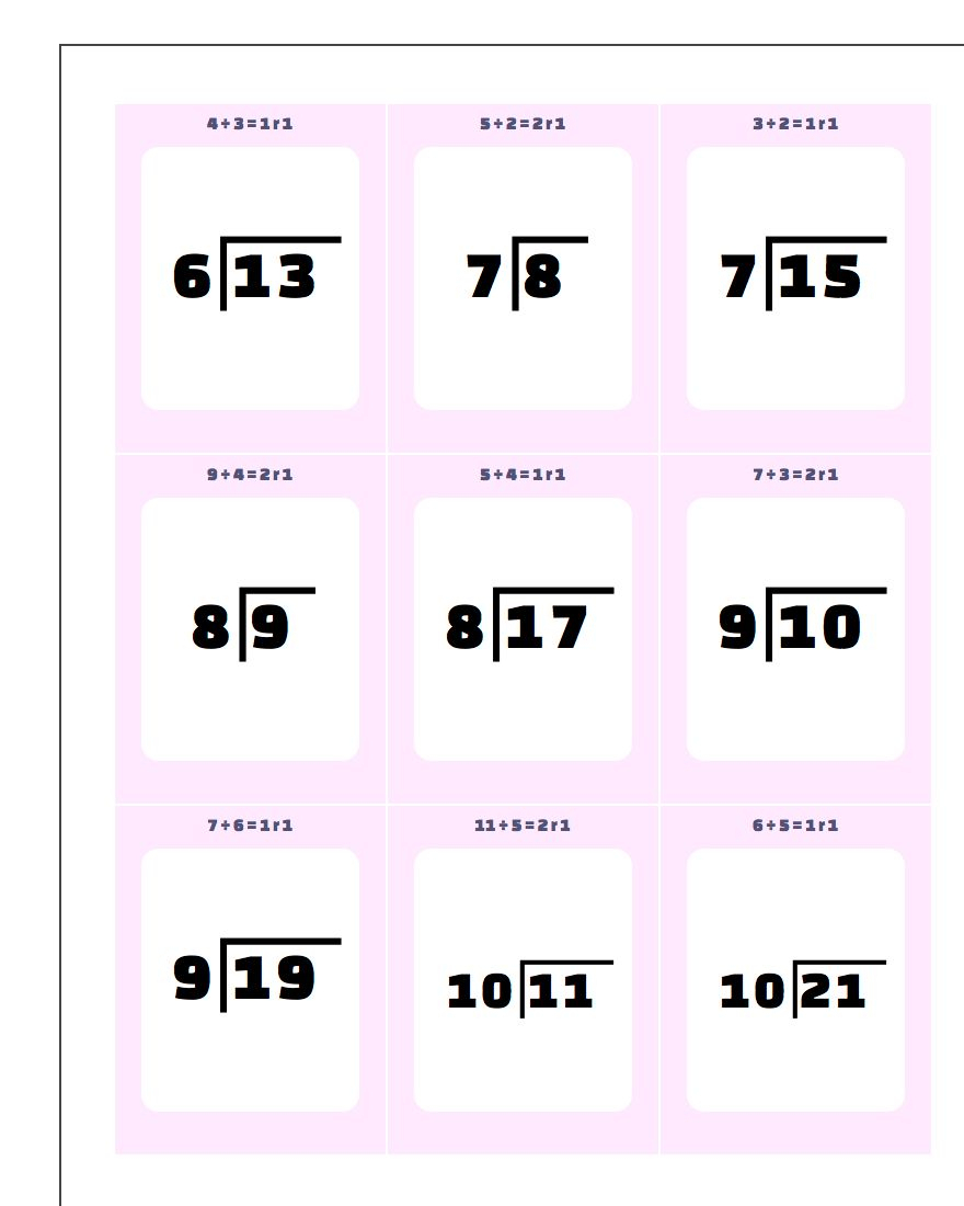 Printable Flash Cards in Printable Multiplication And Division Flash Cards