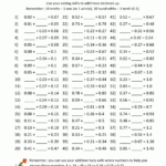 Printable Math Sheets Adding Decimals Hundredths 3 | Math intended for Printable Multiplication Sheets For 5Th Graders