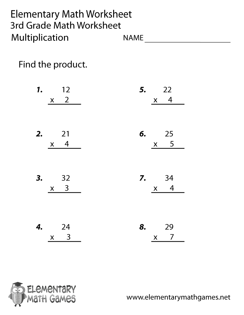 Printable Math Worksheets 3Rd Grade Multiplication – Prnt with Printable Multiplication Math Worksheets