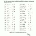 Printable Math Worksheets Multiplication 9 Times Table 2 Pertaining To Free Printable 9 Multiplication Worksheets