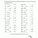 Printable Math Worksheets Multiplication 9 Times Table 2 pertaining to Free Printable 9 Multiplication Worksheets