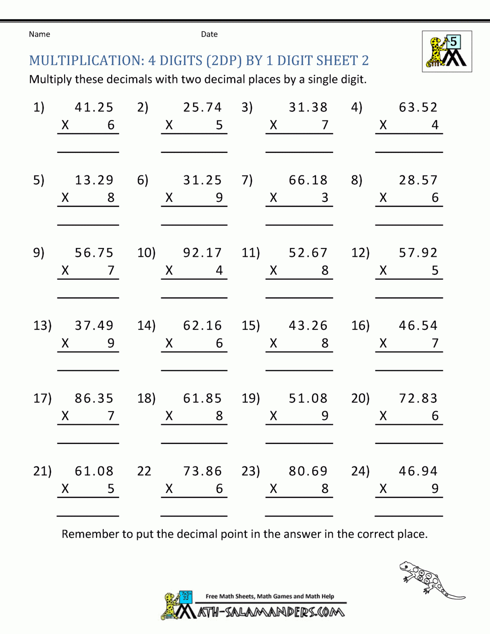 Printable Multiplication Sheet 5Th Grade inside Printable Multiplication Quiz