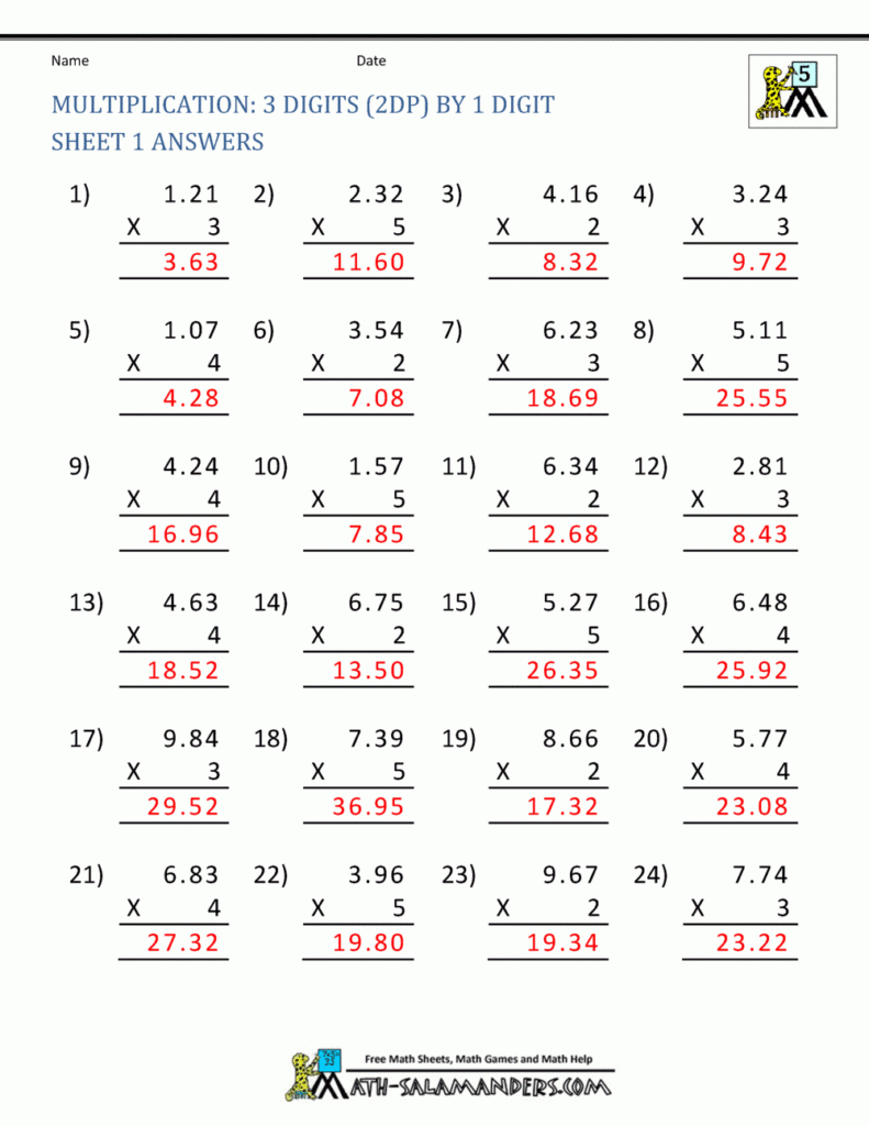 Printable Multiplication Sheet 5Th Grade Regarding Printable Multiplication Sheets For 5Th Graders