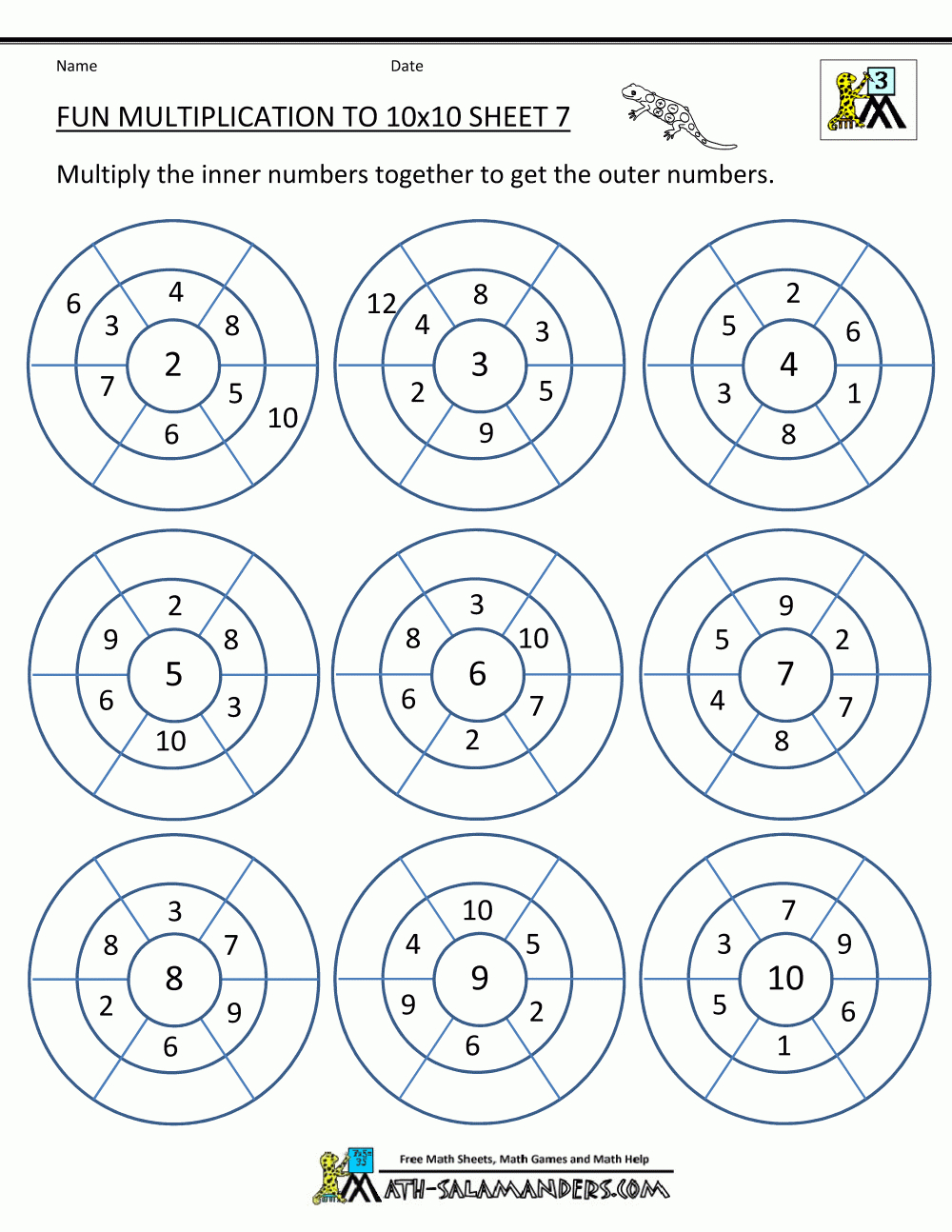 Matching Multiplication Worksheet
