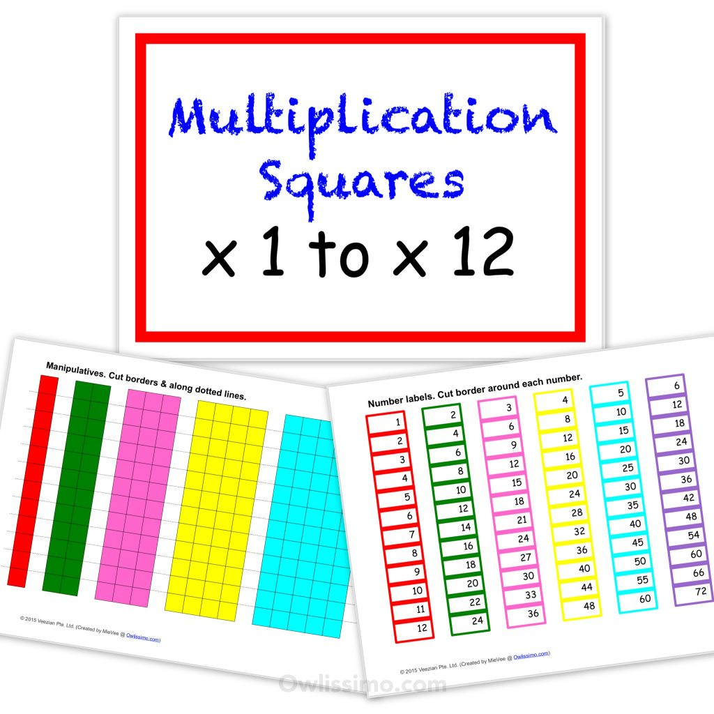 Printable Multiplication Squares in Printable Multiplication Strips