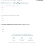 Quiz & Worksheet   4 Digit2 Digit Multiplication | Study In Multiplication Worksheets 4 Digit By 1 Digit