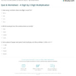 Quiz &amp; Worksheet - 4 Digit2 Digit Multiplication | Study in Multiplication Worksheets 4 Digit By 1 Digit