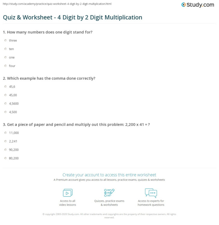 Multiplication Worksheets 4 Digit By 1 Digit
