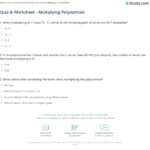 Quiz & Worksheet   Multiplying Polynomials | Study For Worksheets About Multiplication Of Polynomials