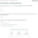 Quiz &amp; Worksheet - Multiplying Polynomials | Study for Worksheets About Multiplication Of Polynomials