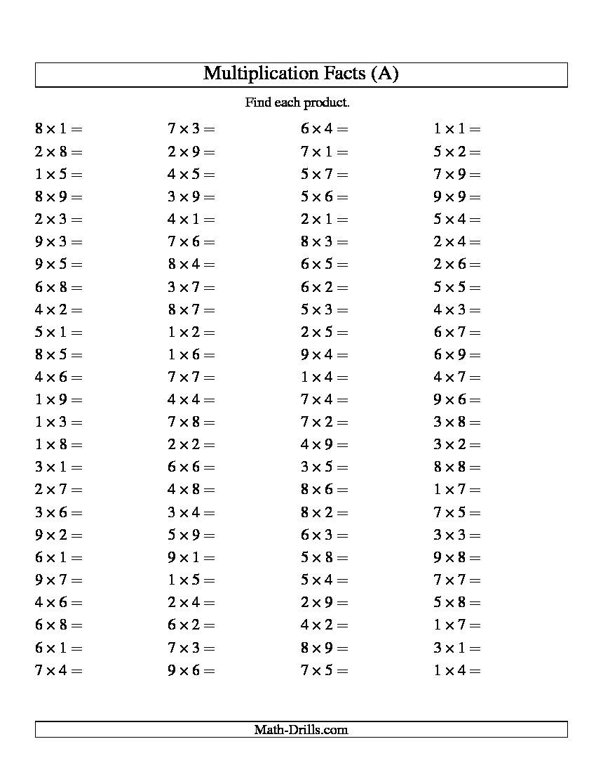  Multiplication Worksheets Random Order Printable Multiplication Flash Cards