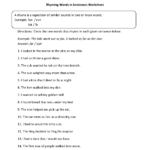 Rhyming Words In Sentences Worksheet | Rhyming Words inside Printable Multiplication Rhymes