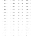 Single Digit Addition -- 50 Horizontal Questions (A) pertaining to Printable Multiplication Test 50 Questions