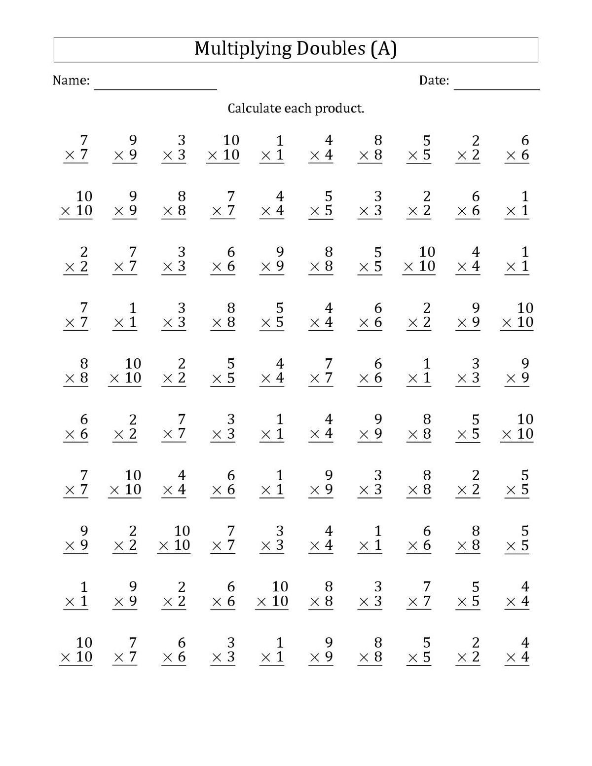 Sixth Grade Multiplying Doubles Math Worksheets | K5 for Worksheets Multiplication Grade 6