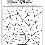 Thanksgiving Colornumber - Subtraction Math Worksheets pertaining to Printable Multiplication Worksheets Color By Number