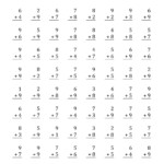 The 64 Single Digit Addition Questions All With Regrouping Intended For Printable Multiplication Test 50 Questions