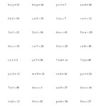 The Missing Numbers In Equations (Variables in Multiplication Worksheets Ks3