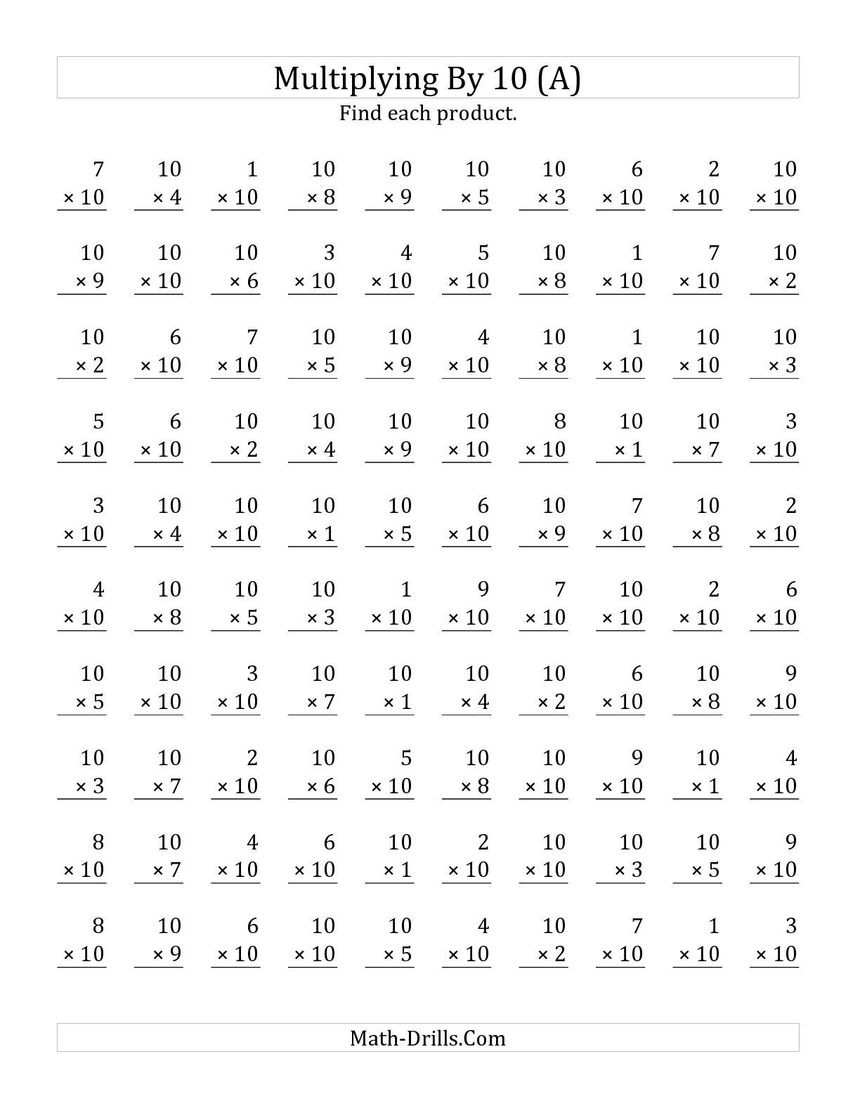 Multplication Math Worksheet 