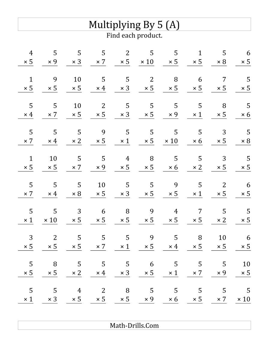 The Multiplying (1 To 10)5 (A) Math Worksheet From The intended for Multiplication Worksheets Up To 5 The Multiplying (1 To 10)5 (A) Math Worksheet From The intended for Multiplication Worksheets Up To 5
