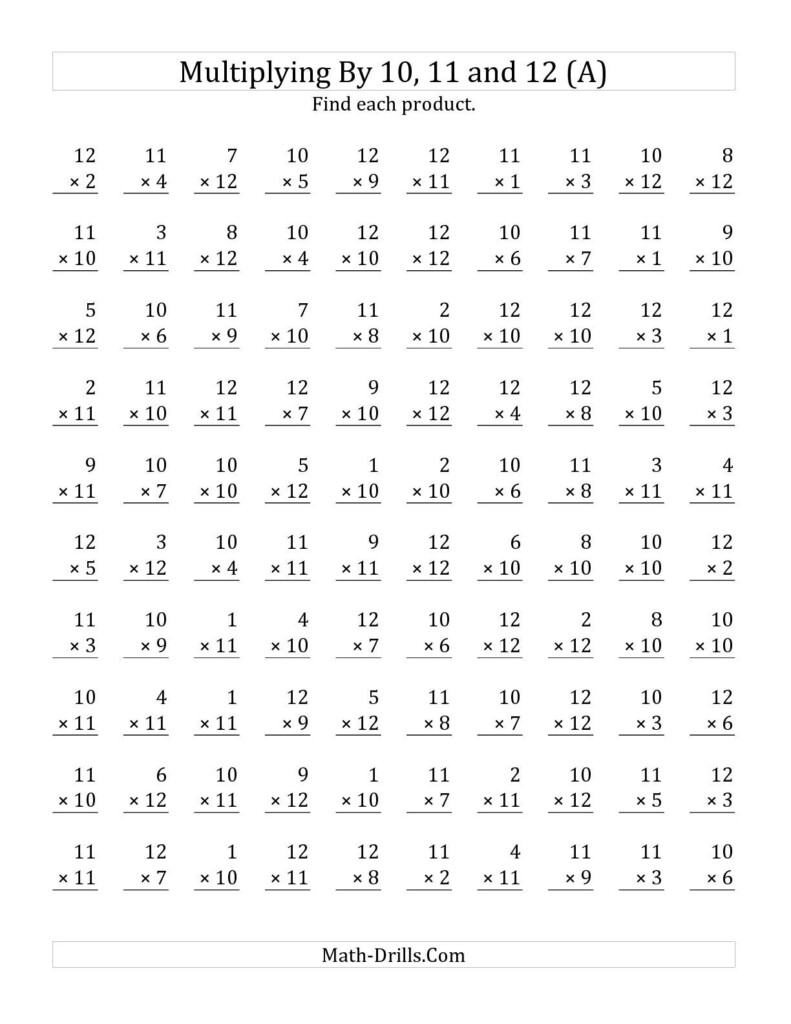 The Multiplying 1 To 1210, 11 And 12 (A) Math Worksheet Throughout Printable 12 Multiplication Worksheet The Multiplying 1 To 1210, 11 And 12 (A) Math Worksheet Throughout Printable 12 Multiplication Worksheet