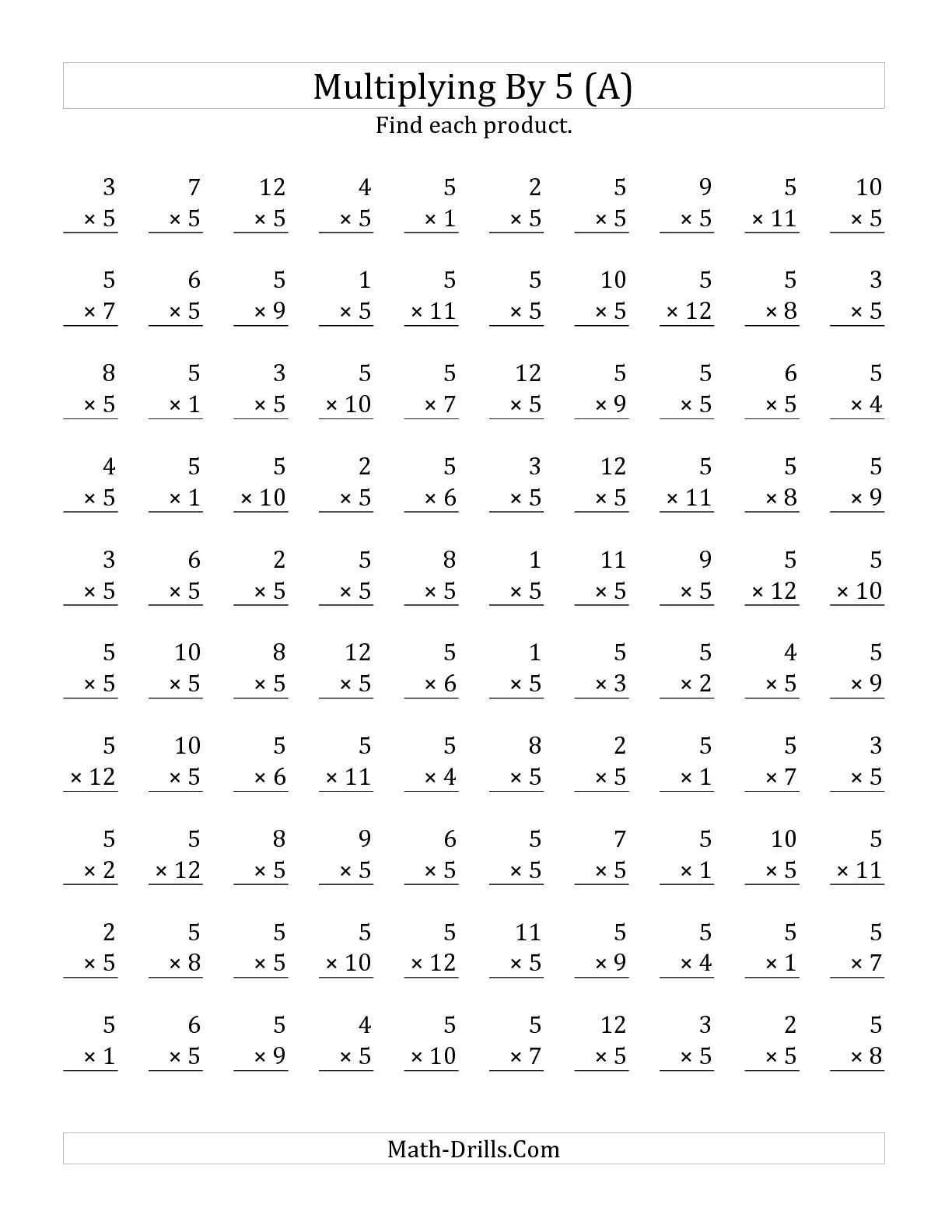 The Multiplying 1 To 125 (A) Math Worksheet From The with Printable Multiplication By 12