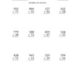 The Multiplying 3-Digit2-Digit Numbers (Large Print) (A throughout Multiplication Worksheets Number 3