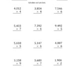 The Multiplying 4-Digit1-Digit Numbers (Large Print for Worksheets Long Multiplication