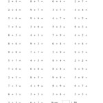 The Single Digit Addition -- 50 Horizontal Questions -- Some throughout Printable 50 Multiplication Facts Test