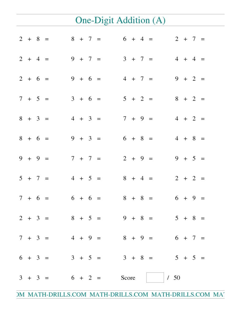The Single Digit Addition 50 Horizontal Questions Some Throughout Printable 50 Multiplication Facts Test The Single Digit Addition 50 Horizontal Questions Some Throughout Printable 50 Multiplication Facts Test