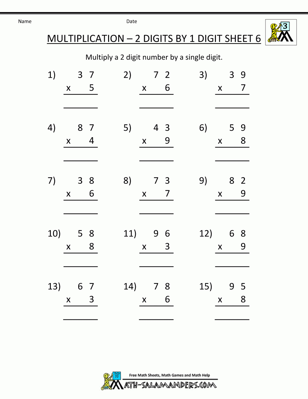 Third Grade Math Worksheets Multiplication 2 Digits1 within Printable Multiplication Worksheets Grade 6 Third Grade Math Worksheets Multiplication 2 Digits1 within Printable Multiplication Worksheets Grade 6