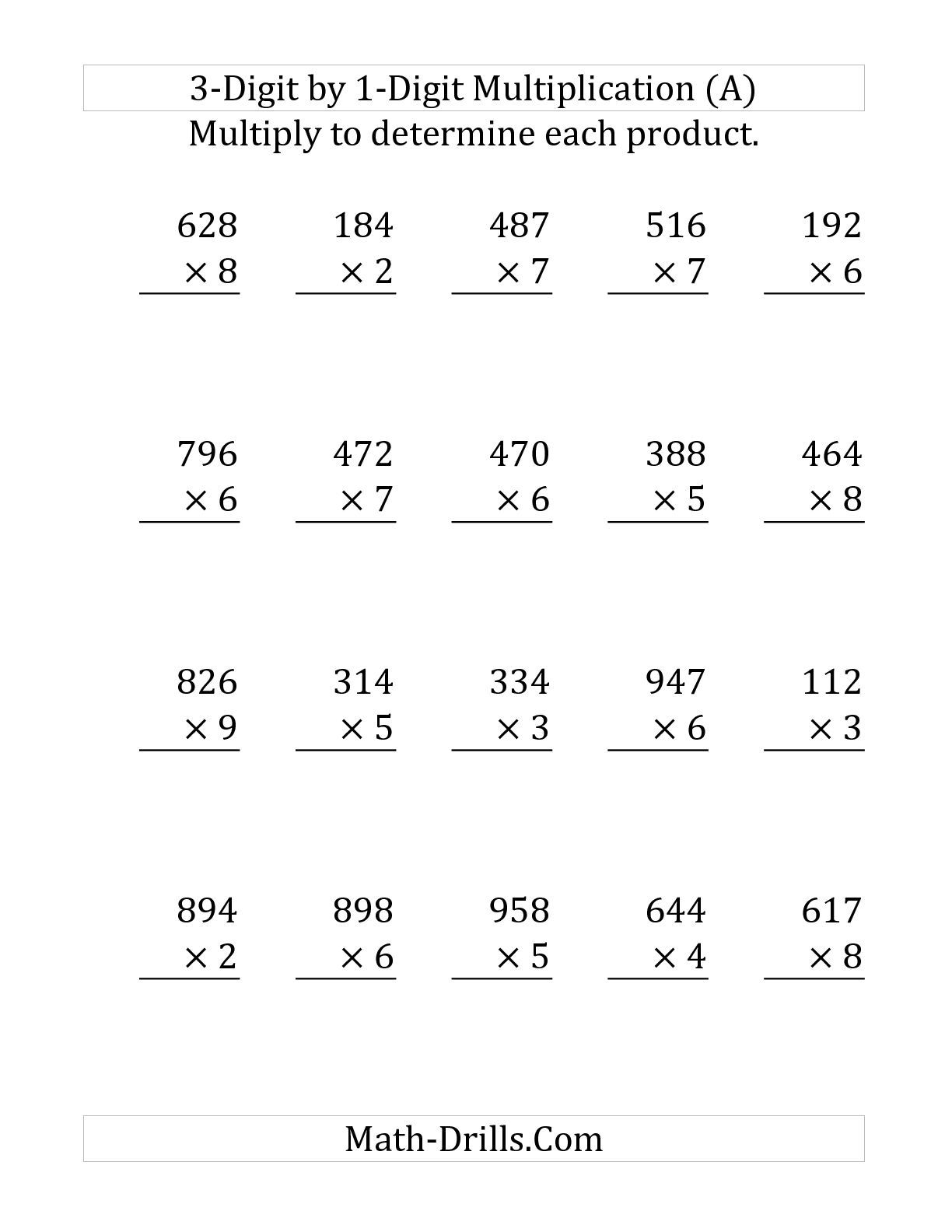  Multiplication Worksheets 3 Digit Printable Multiplication Flash Cards