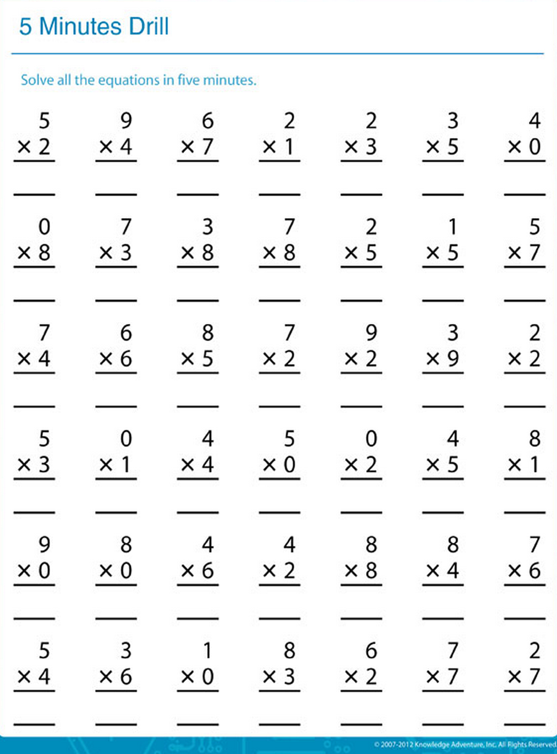 Time For A Multiplication Marathon With The Kids Before They for Multiplication Worksheets 5 Minute Drills