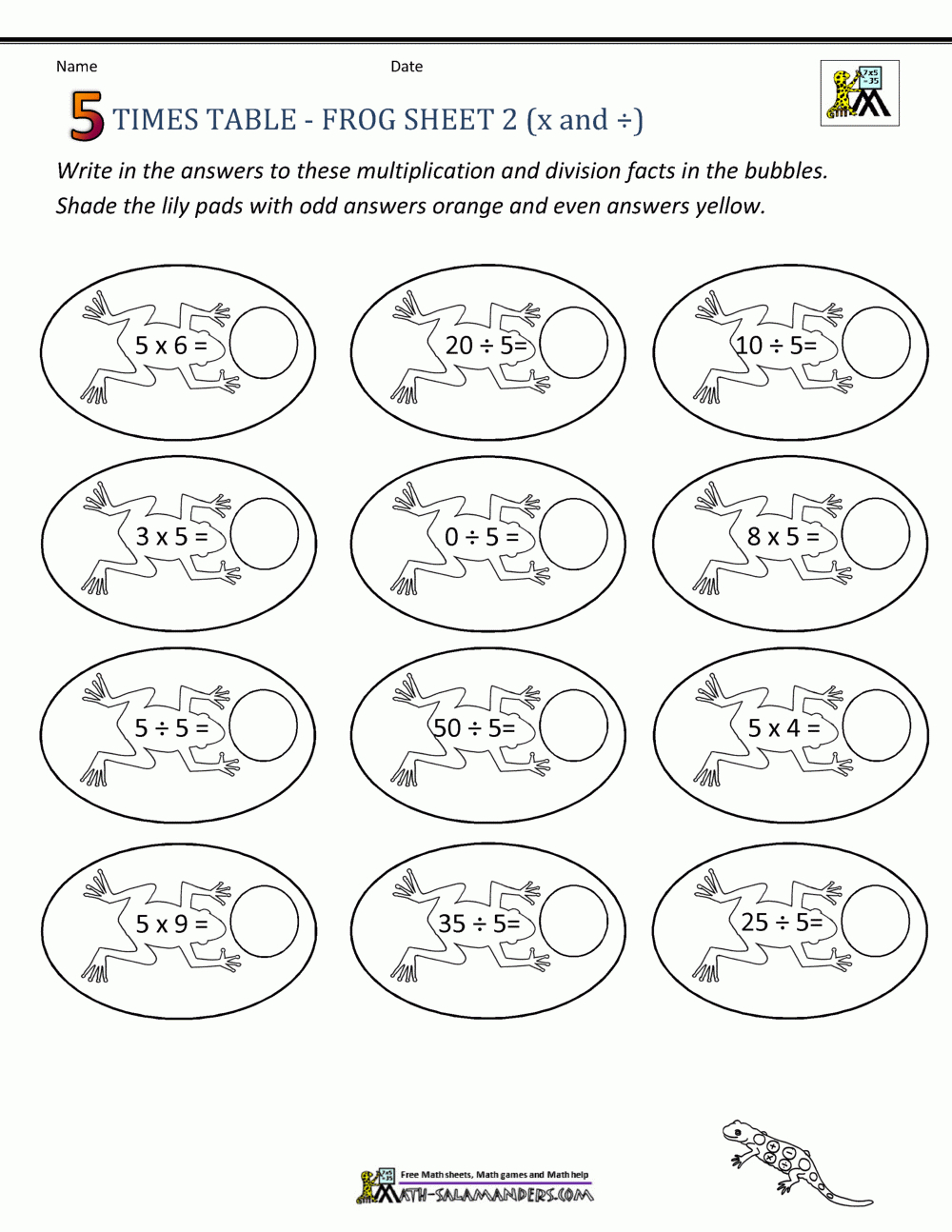 Times Table Math - 5 Times Table Sheets in Printable Multiplication Table 4