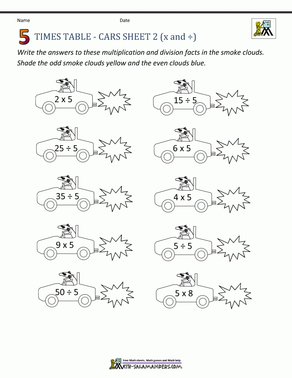 Times Table Math - 5 Times Table Sheets inside 5 Multiplication Worksheets Free