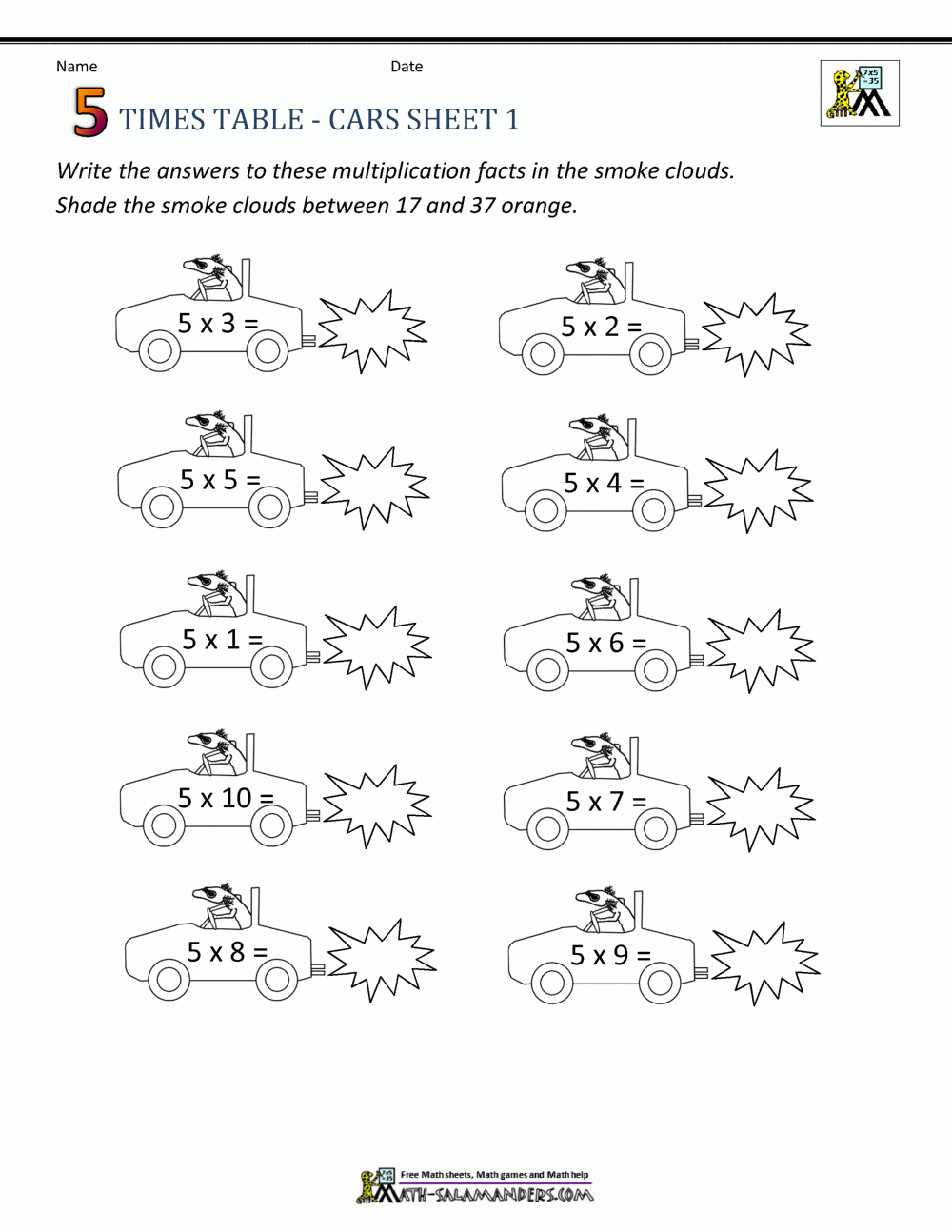 Times Table Math - 5 Times Table Sheets inside Multiplication Worksheets 5 Times Tables