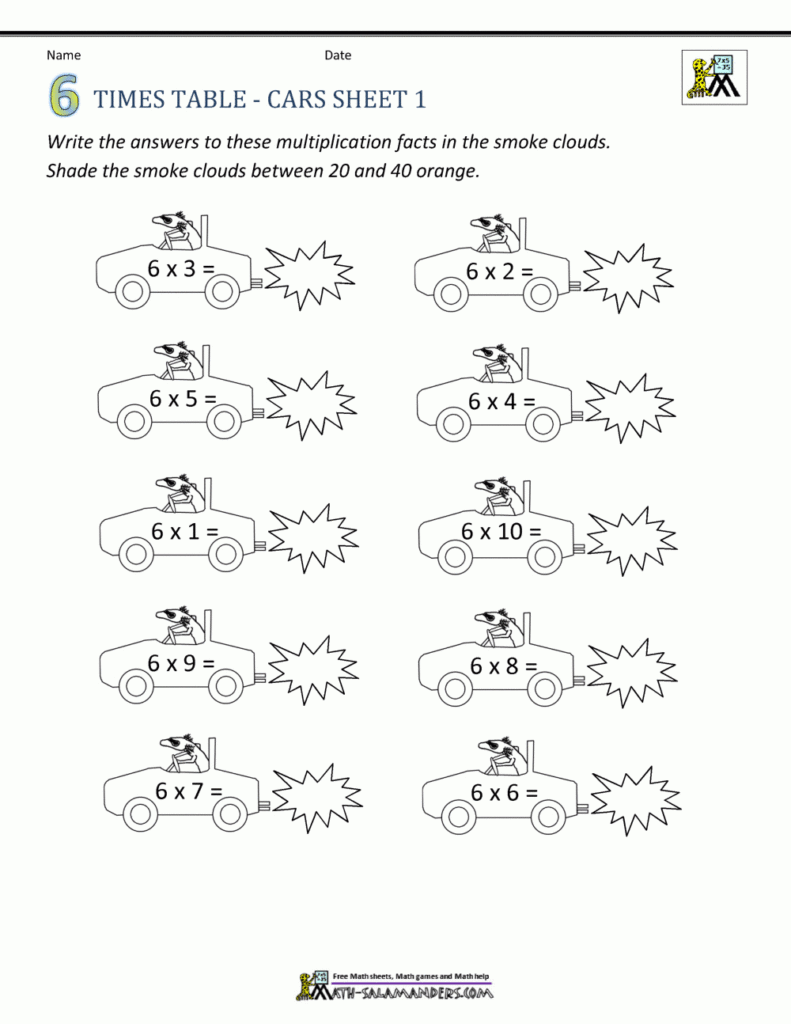 Times Table Worksheets - 6 Times Table Sheets with Multiplication Worksheets Up To 6