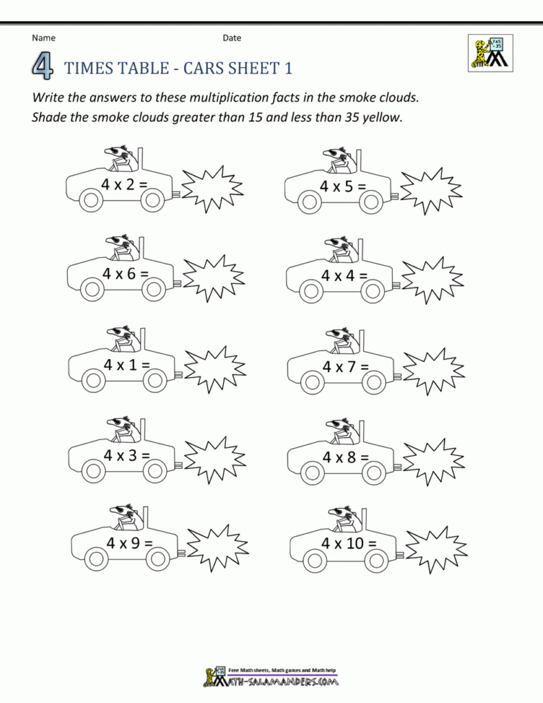 Times Tables For Kids - 4 Times Table Sheets within 4 Multiplication Worksheets