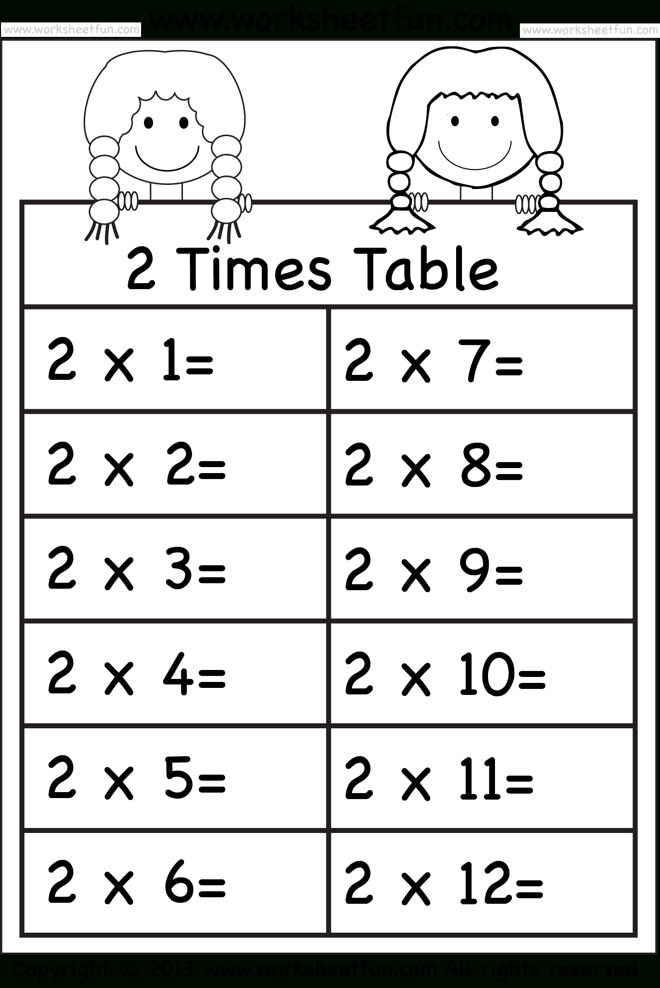 Times Tables Worksheets – 2, 3, 4, 5, 6, 7, 8, 9, 10, 11 And inside Printable Multiplication Table 5