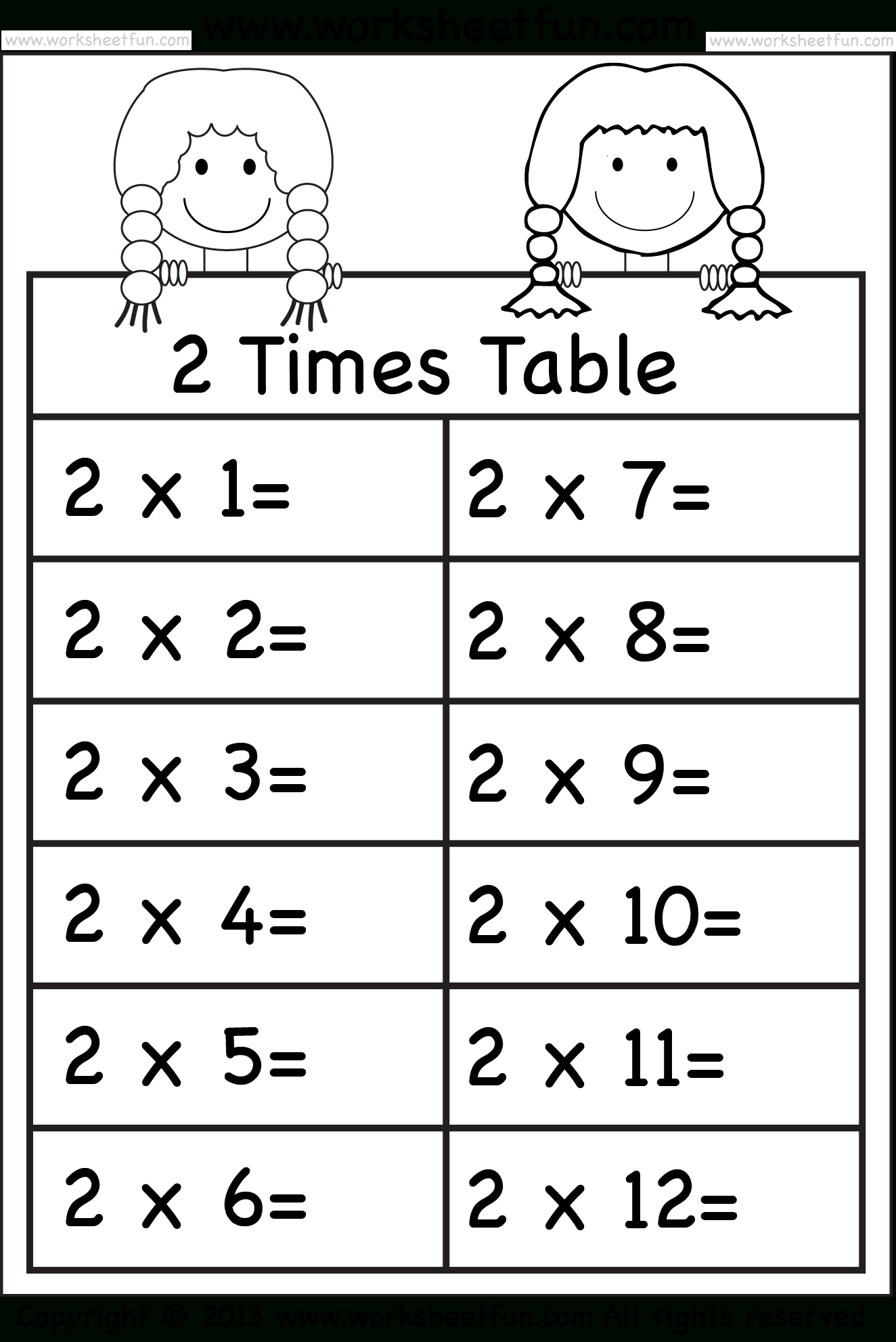 Times Tables Worksheets Printable Free