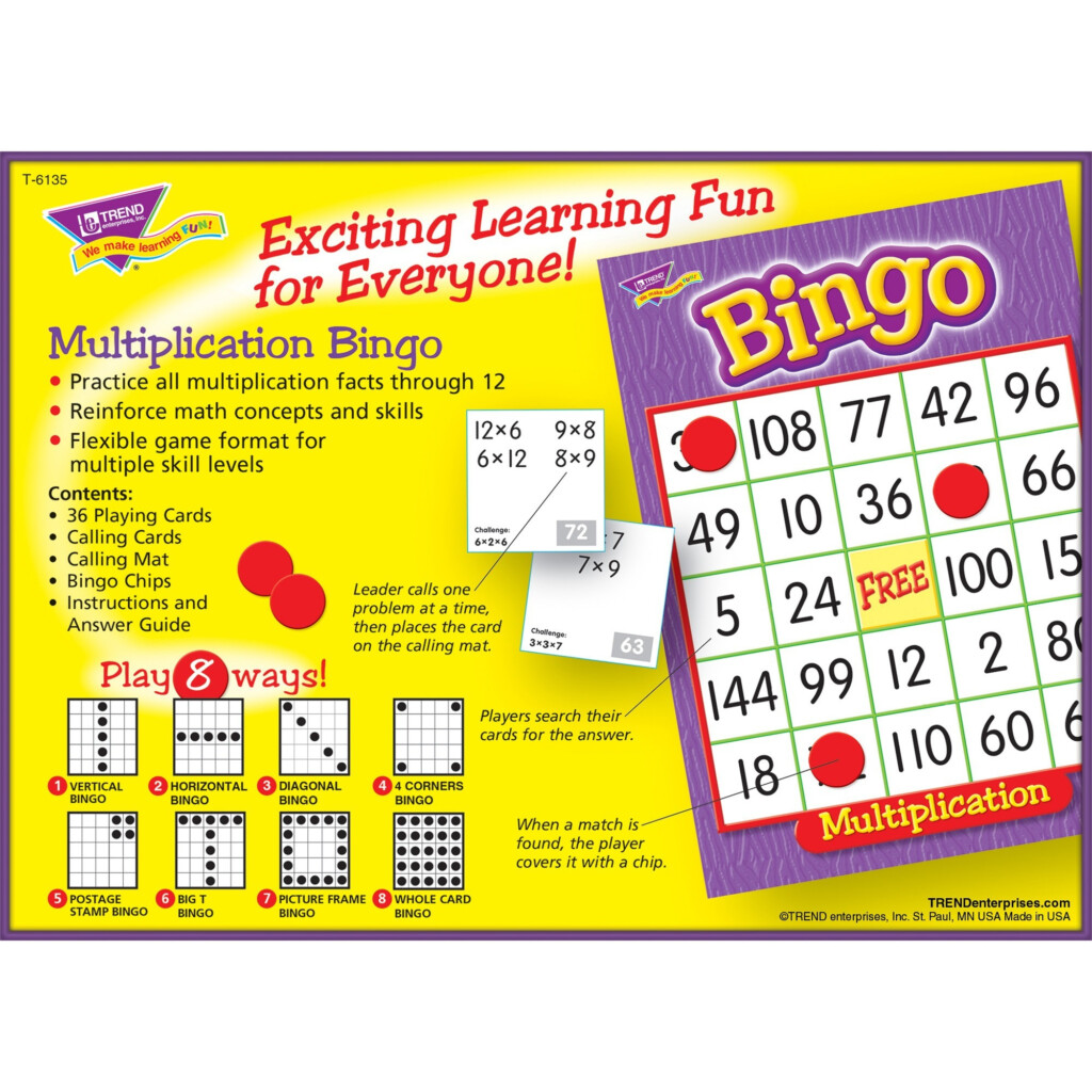 Trend Multiplication Bingo Learning Game   Theme/subject: Learning   Skill  Learning: Mathematics   8 13 Year In Printable Multiplication Bingo Calling Cards