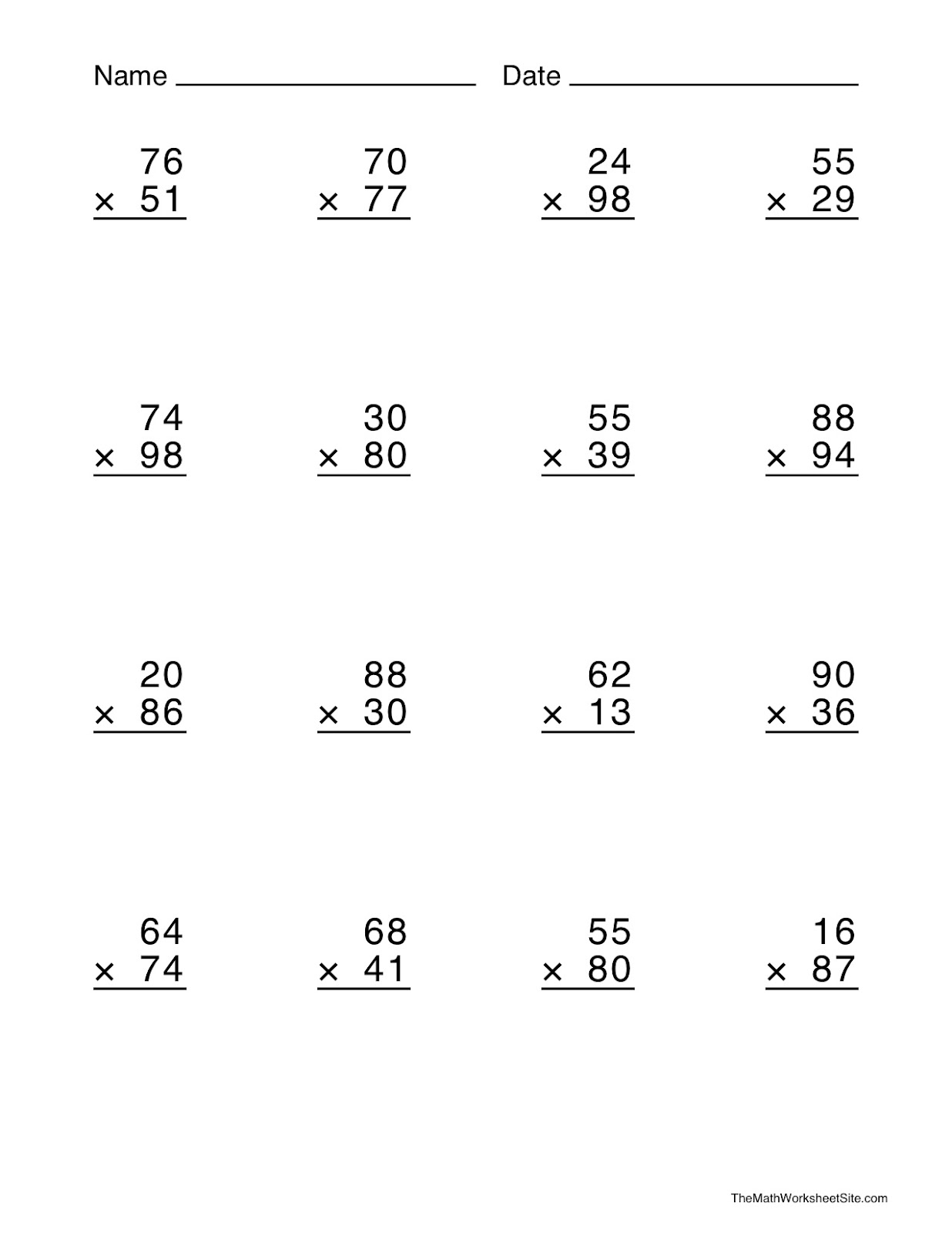 Two Digit Math Worksheet | Printable Worksheets And intended for Multiplication Worksheets Double Digit