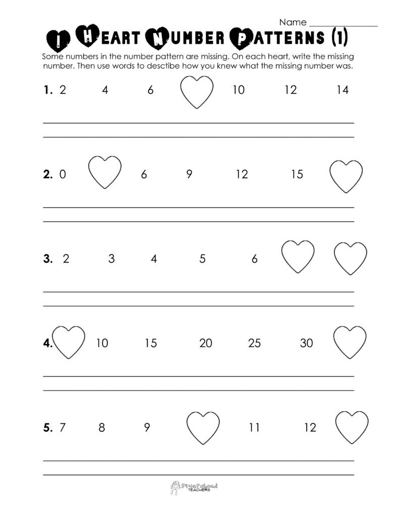 Valentine's Day Number Patterns (Free Worksheet Intended For Multiplication Worksheets Valentines