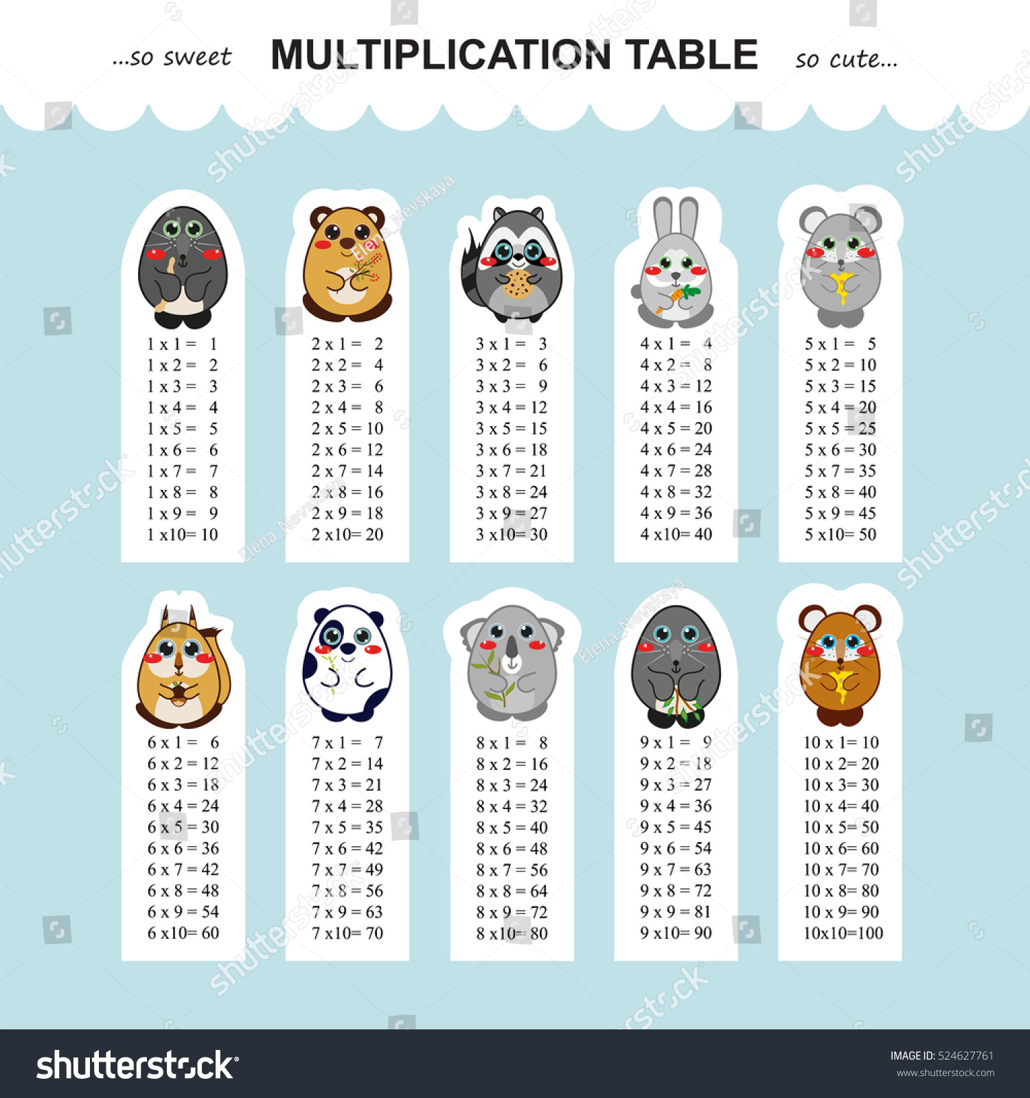 Vector Multiplication Table Printable Bookmarks Stickers within Printable Multiplication Bookmarks