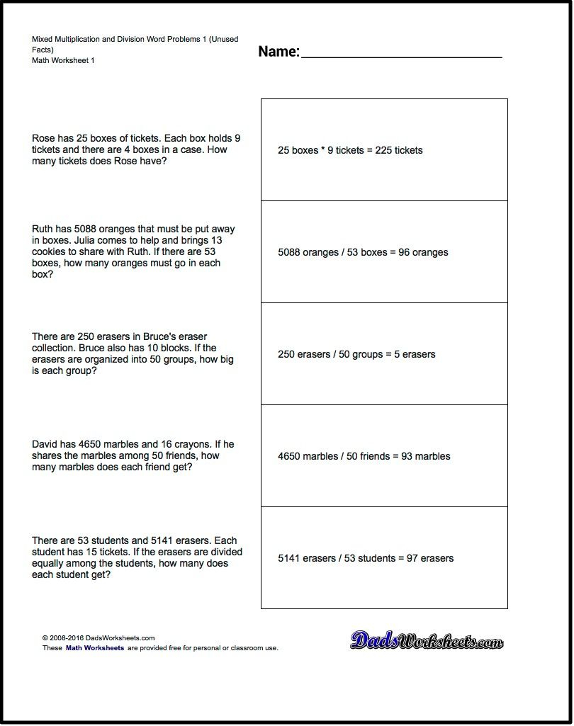 Word Problems! Extra Facts Multiplication And Division Word Throughout Worksheets Multiplication And Division Word Problems