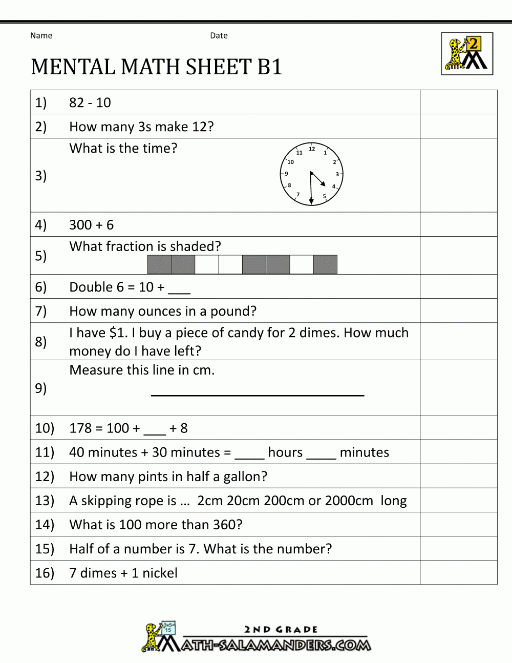 Worksheet Ideas ~ 2Nd Grade Mental Math Test Worksheet Ideas regarding Printable 2&amp;#039;s Multiplication Quiz