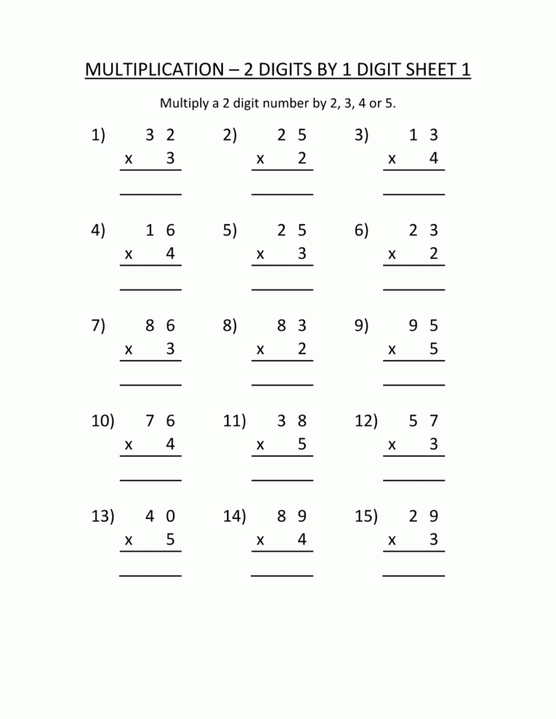 Worksheet Ideas ~ 3Rd Grade Digit Multiplications Best Regarding Multiplication Worksheets Year 2