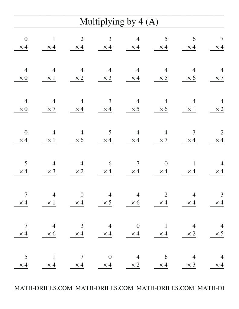Printable Multiplication Sheets 4Th Grade