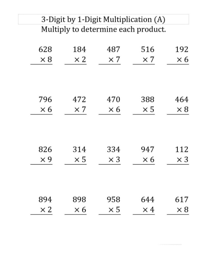Printable Multiplication 4Th Grade