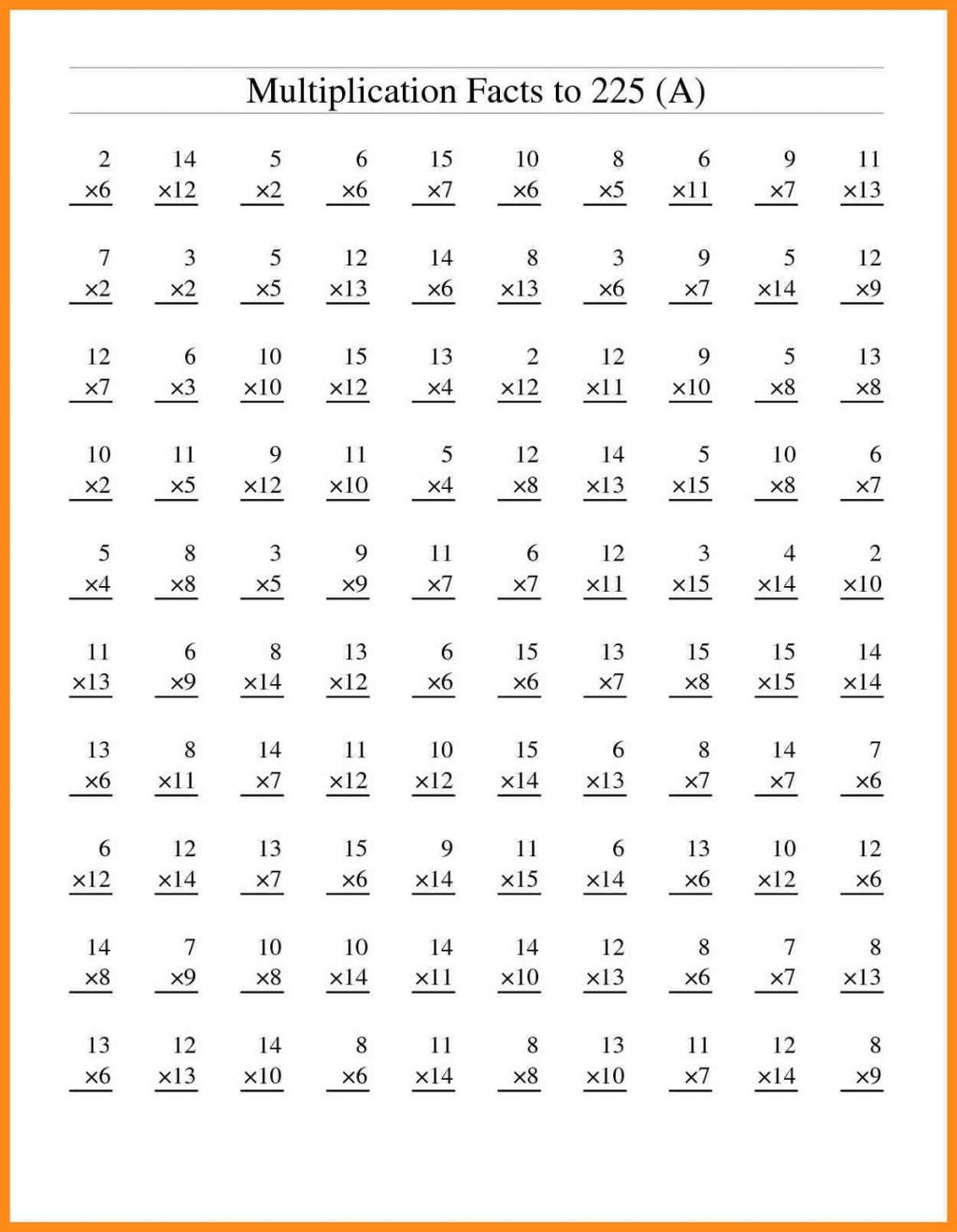 Printable Multiplication Sheets For 5th Graders