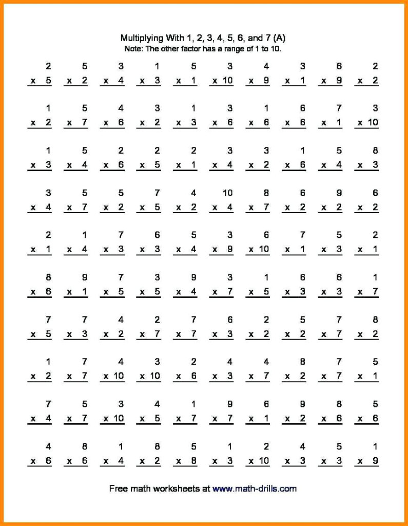 Worksheet Ideas ~ 7Th Grade Math Worksheets Worksheet Ideas Regarding Printable Multiplication Worksheets 50 Problems